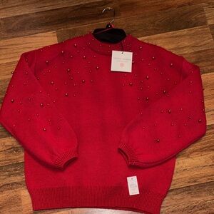 Grace & Karma Red Beaded Women's Sweater